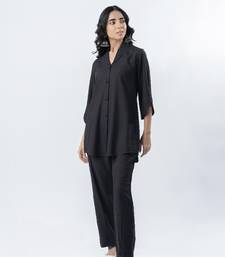 Black shawl collar co-ord set with curved sleeves