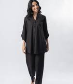 Black shawl collar co-ord set with curved sleeves