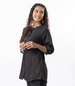 Black pleated band collar co-ord set