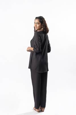 Black pleated band collar co-ord set 5