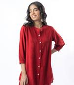 Maroon pleated band collar co-ord set