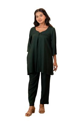 Green pleated band collar co-ord set 2