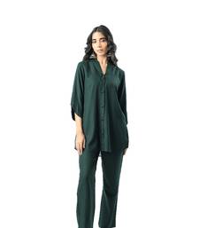 Green shawl collar co-ord set with curved sleeves