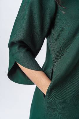 Green shawl collar co-ord set with curved sleeves 5