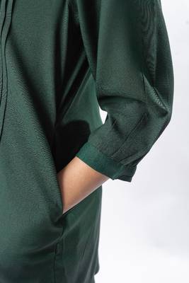 Green pleated band collar co-ord set 4