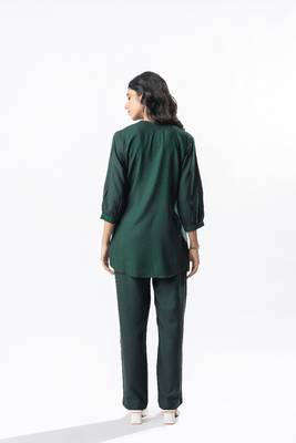 Green pleated band collar co-ord set 5