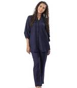 Navy blue shawl collar co-ord set with curved sleeves