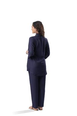 Navy blue shawl collar co-ord set with curved sleeves 5