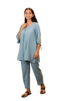 Grey sweetheart neck with flared sleeve co-ord set 2