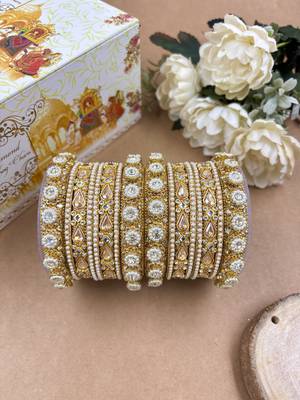 Golden kundan chura set for women 1