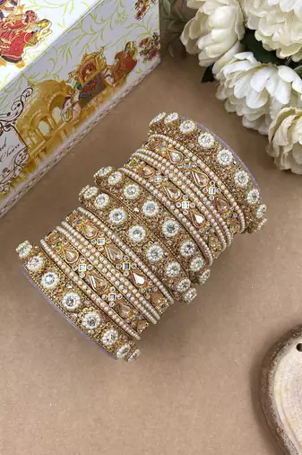 Golden kundan chura set for women