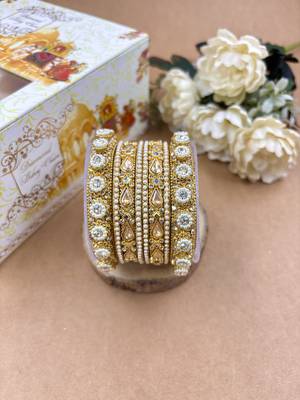 Golden kundan chura set for women 3