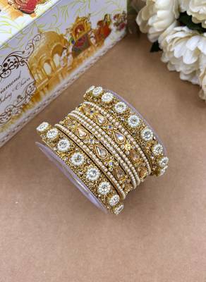 Golden kundan chura set for women 4