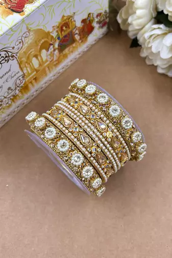 Golden kundan chura set for women
