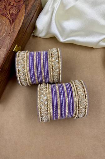 Purple lux velvet bangle set for women