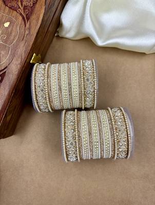 Cream lux velvet bangle set for women 1