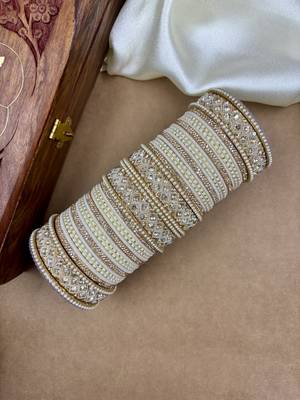 Cream lux velvet bangle set for women 2