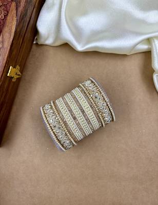 Cream lux velvet bangle set for women 3