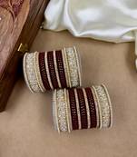 Maroon  lux velvet bangle set for women