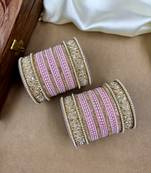 Pink  lux velvet bangle set for women