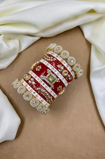 Traditional red rejwadi chuda