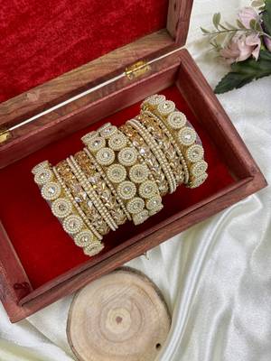 Golden timeless pearl adorn bangle set 1