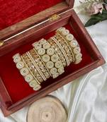 Golden timeless pearl adorn bangle set