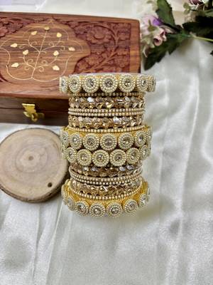 Golden timeless pearl adorn bangle set 2