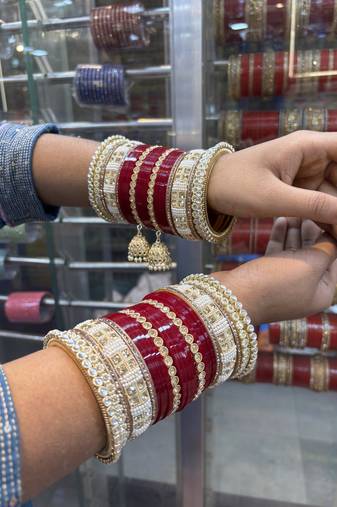 Red punjabi bangle set for women