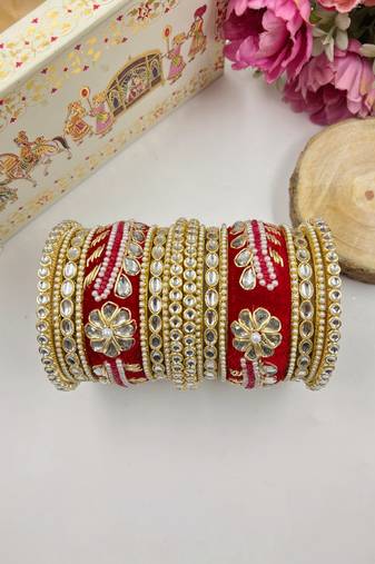 Red bridal chuda set for women
