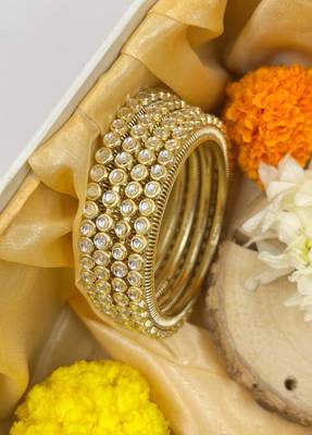 Gold studded bangle set for women 1