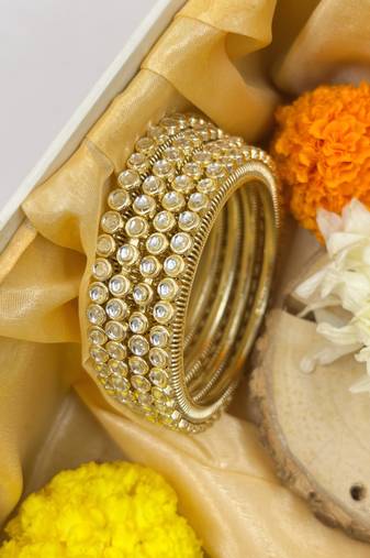 Gold studded bangle set for women