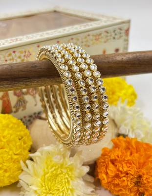 Gold studded bangle set for women 2