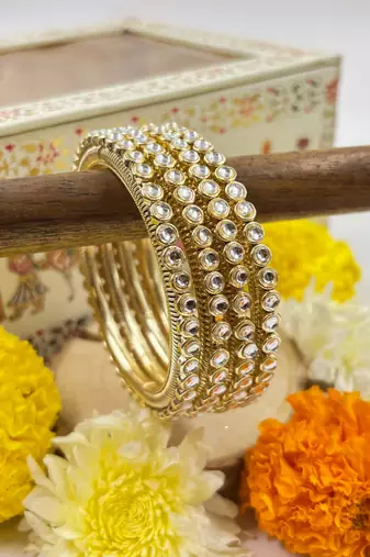 Gold studded bangle set for women