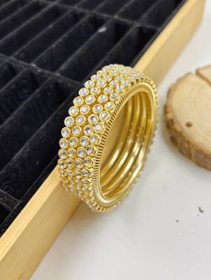 Gold studded bangle set for women 3