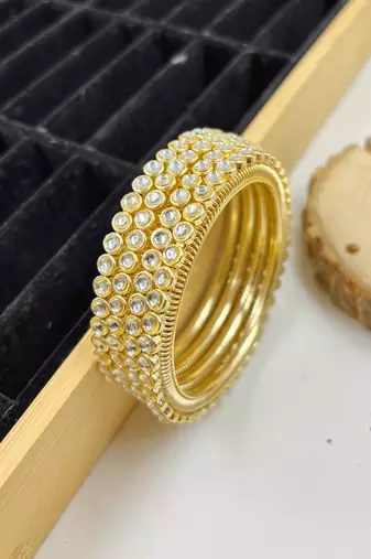 Gold studded bangle set for women