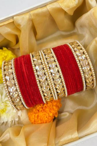 Red & gold bridal set for women