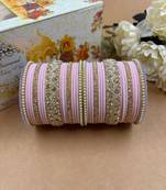 Pink velvet bangle set for women