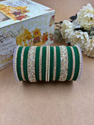 Pink velvet bangle set for women 2