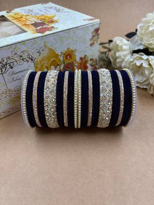Pink velvet bangle set for women 5