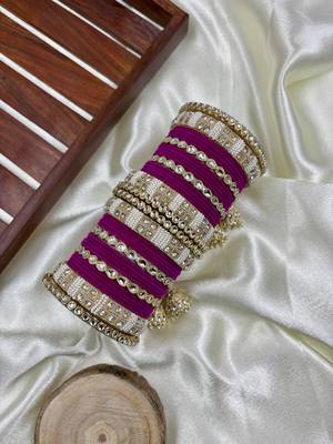 Rani sapphire kundan bangle hanging set 1