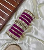 Rani sapphire kundan bangle hanging set