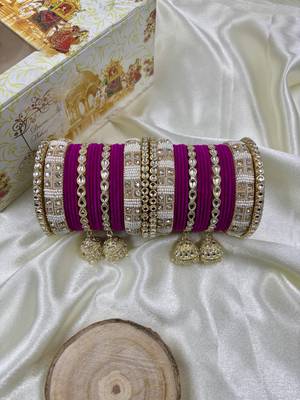Rani sapphire kundan bangle hanging set 2