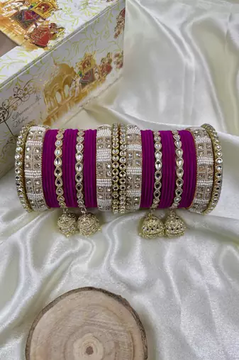 Rani sapphire kundan bangle hanging set
