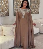 brown Moroccan Dubai Kaftans Farasha Abaya Dress  Fancy Long Gown 