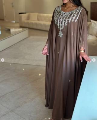 brown Moroccan Dubai Kaftans Farasha Abaya Dress  Fancy Long Gown  2