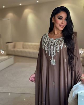 brown Moroccan Dubai Kaftans Farasha Abaya Dress  Fancy Long Gown  3