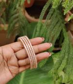 American diamond gold-plated rhodium kada white stons bangle set imitation bridal jewelry set