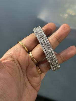 Indian bollywood american diamond silver-plated rhodium kada white stons bangle set imitation bridal jewelry set 3