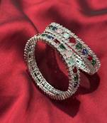 American diamond cz beaded bangle set 